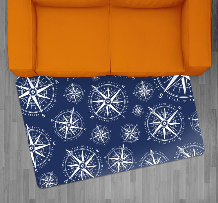 Tapete vinílico de mapa mundial padrão de bússola náutica - TenStickers