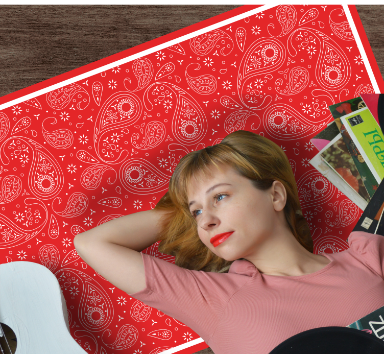 Tapete vinílico de mapa mundial padrão paisley vermelho - TenStickers