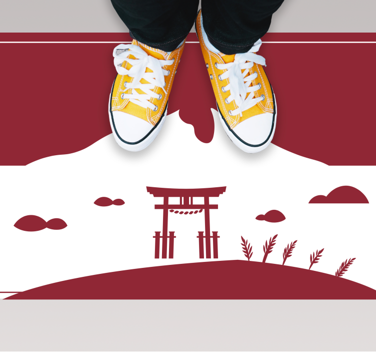 Tapete vinílico de mapa mundial paisagem japonesa - TenStickers