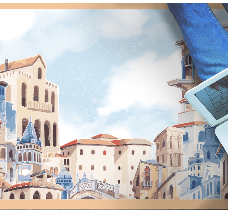 Tapete vinílico quarto paisagem urbana costeira - TenStickers