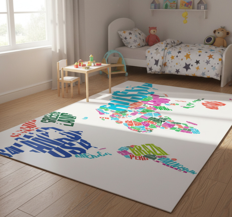 Tapete vinílico de mapa mundial países coloridos - TenStickers