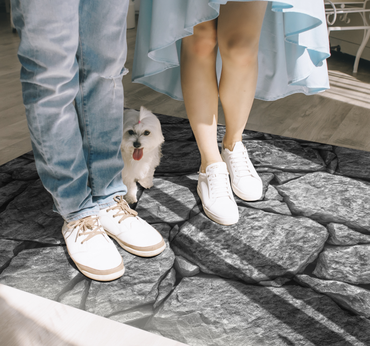 Tapete vinílico de pedras padrão cinza realista - TenStickers