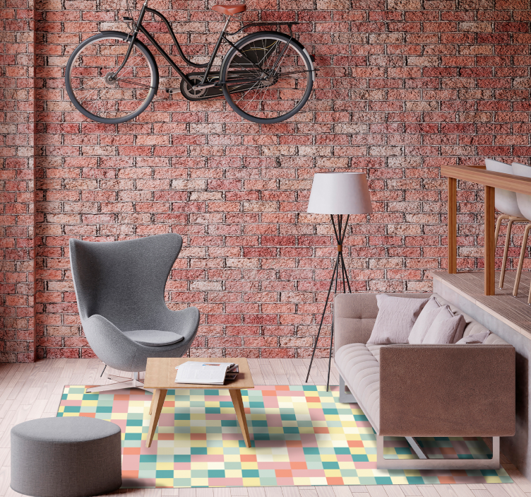 Tapete vinílico às risca grade multicolorida - TenStickers