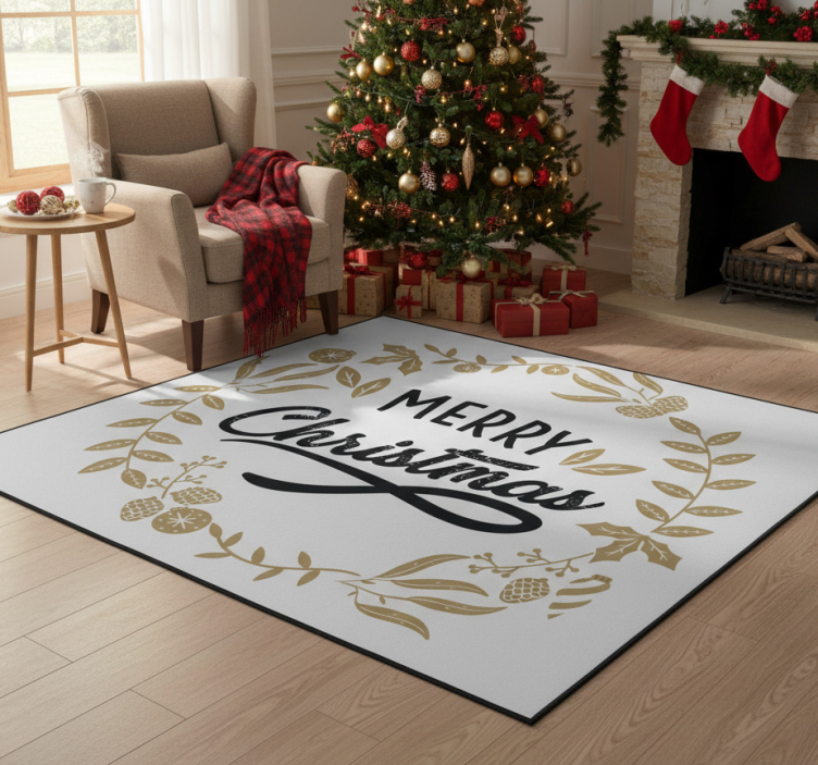 Tapete vinílico do natal bordado floral - TenStickers