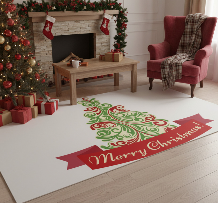 Tapete vinílico do natal Árvore clássica com mensagem - TenStickers