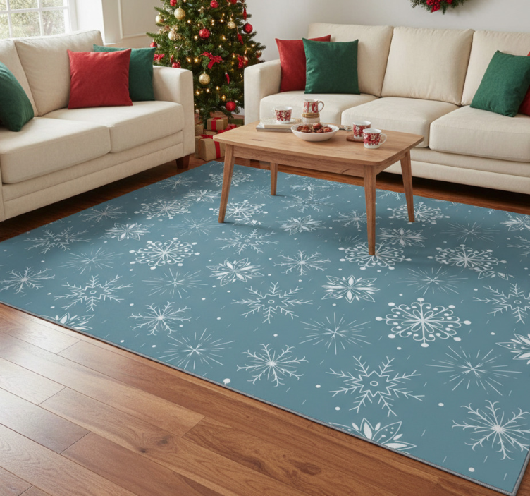 Tapete vinílico do natal flocos de neve azuis e brancos - TenStickers