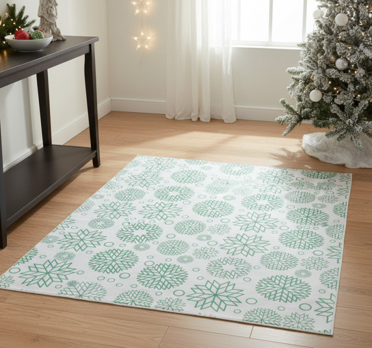 Tapete vinílico do natal com três formas de flocos verdes - TenStickers