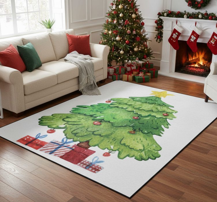 Tapete vinílico do natal Árvore com presentes - TenStickers