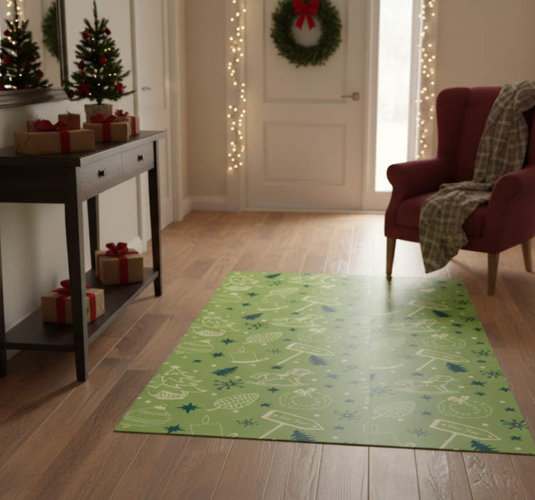 Tapete vinílico do natal elementos natalinos fundo verde - TenStickers