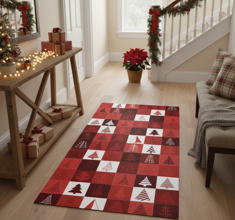 Tapete vinílico do natal em patchwork natalino - TenStickers