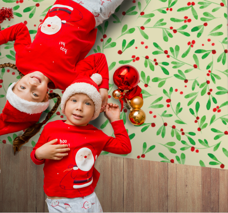 Tapete vinil do Natal padrão de baga de férias - TenStickers