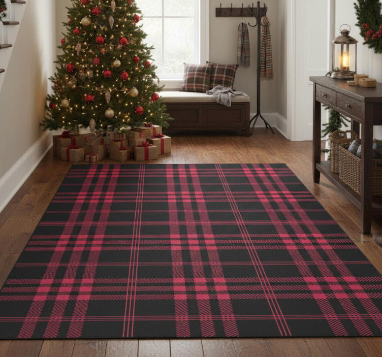 Tapete vinílico do natal padrão tartan - TenStickers