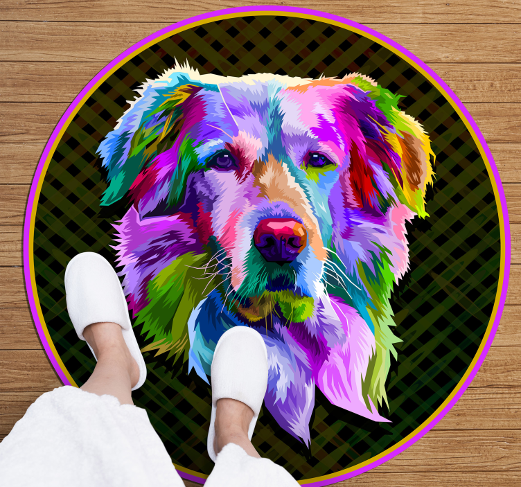 Tapete vinílico de animais arte canina colorida - TenStickers
