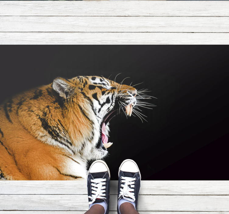 Tapete vinílico de animais cara de tigre rugindo - TenStickers