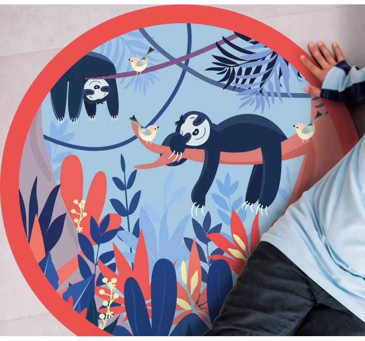 Tapete vinílico estampa de animal cena de selva de preguiça - TenStickers