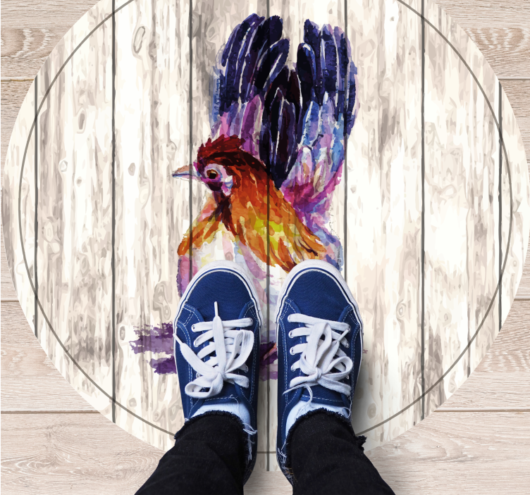 Tapete vinílico estampa de animal galinha colorida charmosa - TenStickers