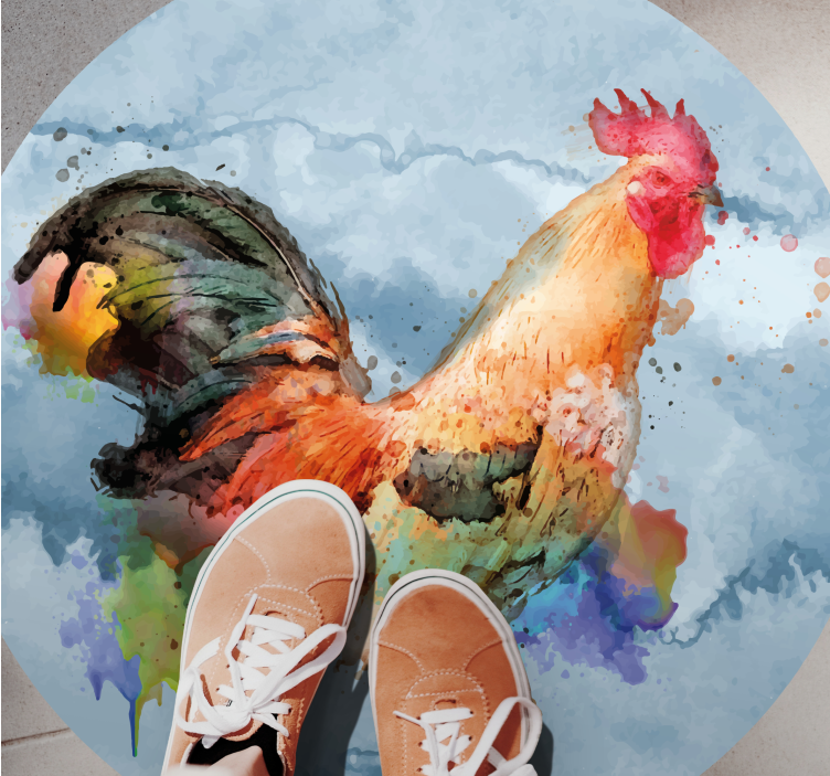 Tapete vinílico estampa de animal galo colorido - TenStickers