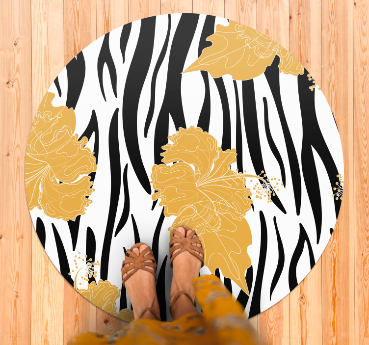 Tapete vinílico estampa de animal motivo de zebra floral - TenStickers