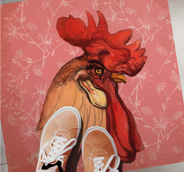 Tapete vinílico estampa de animal motivo floral de galo - TenStickers