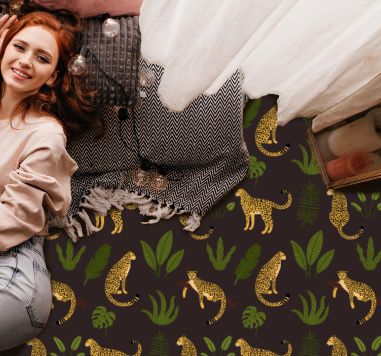 Tapete vinílico estampa de animal padrão folha de leopardo - TenStickers