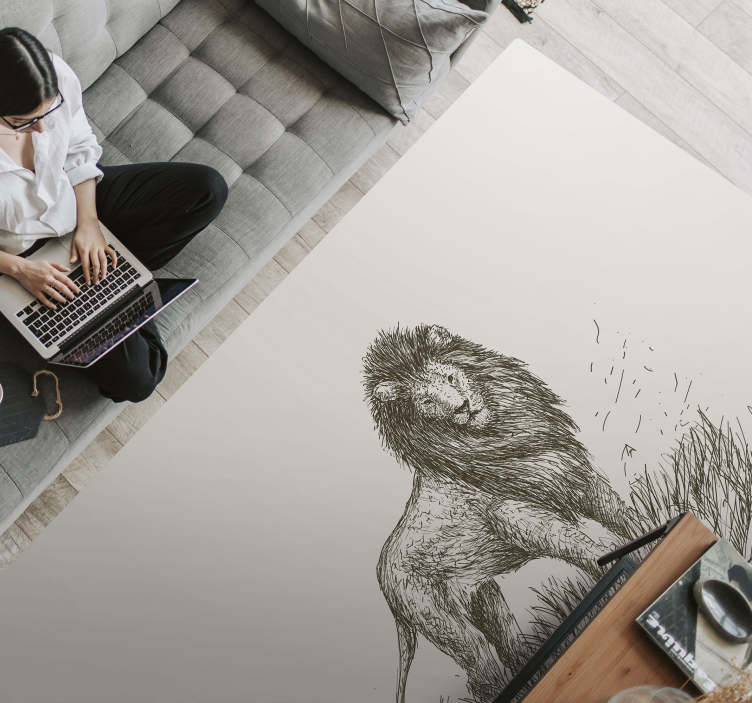 Tapete vinílico de animais reflexo majestoso do leão - TenStickers