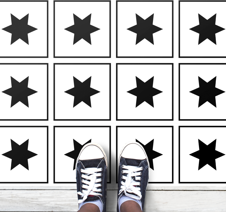 Tapete vinílico estrelas motivo preto e branco - TenStickers