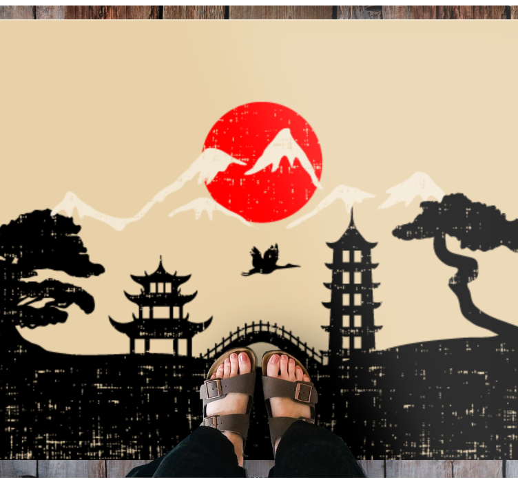 Tapete vinílico quarto cena de paisagem japonesa - TenStickers