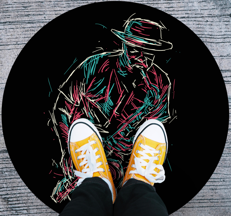 Tapete vinílico redondo apresentação de músico de jazz - TenStickers