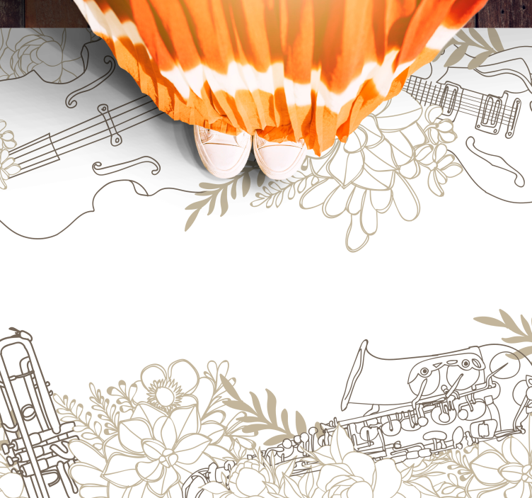 Tapete vinílico flores e plantas arranjo floral musical - TenStickers