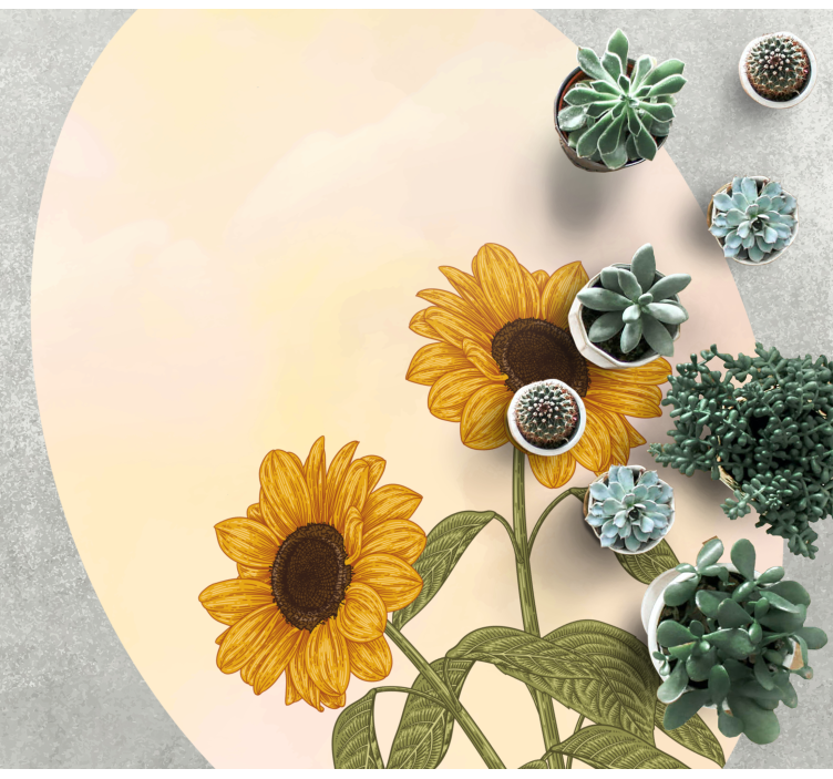 Tapete vinílico flores e plantas abraço de girassol - TenStickers