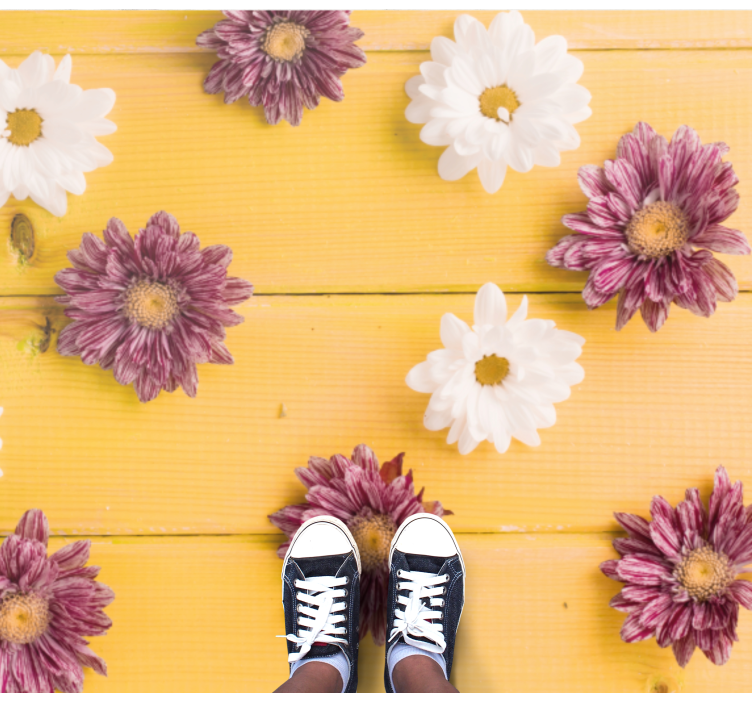 Tapete vinílico flores e plantas pétalas rosa e brancas - TenStickers