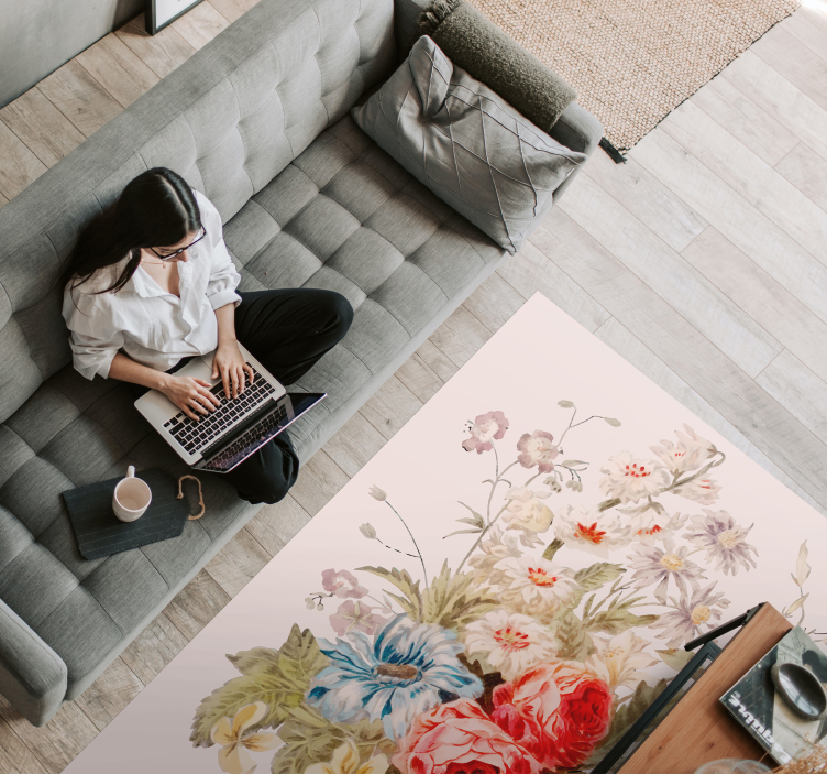 Tapete vinílico flores e plantas arranjo floral requintado - TenStickers