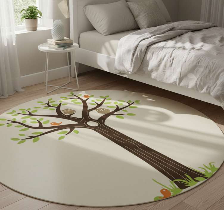 Tapete vinílico flores e plantas corujas e árvores - TenStickers