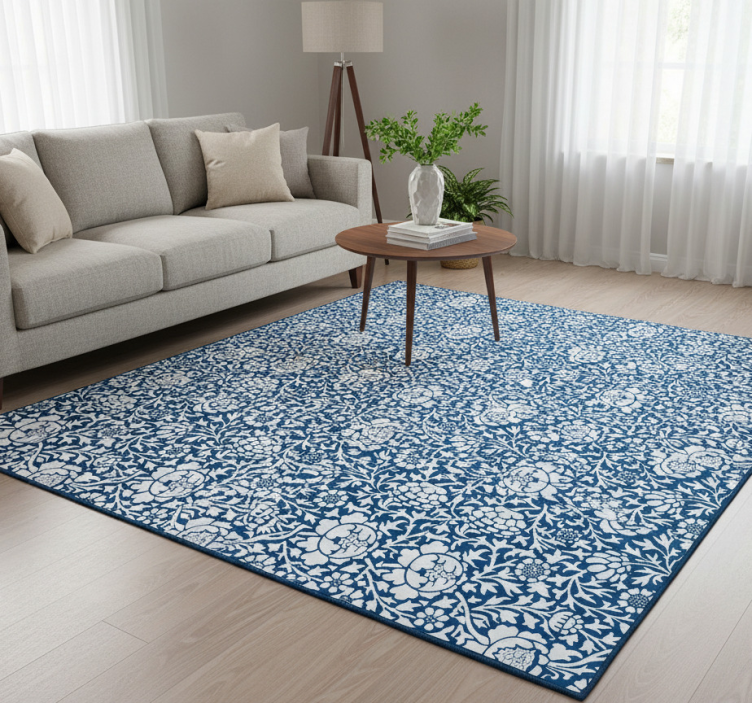 Tapete vinílico flores e plantas azul-marinho - TenStickers