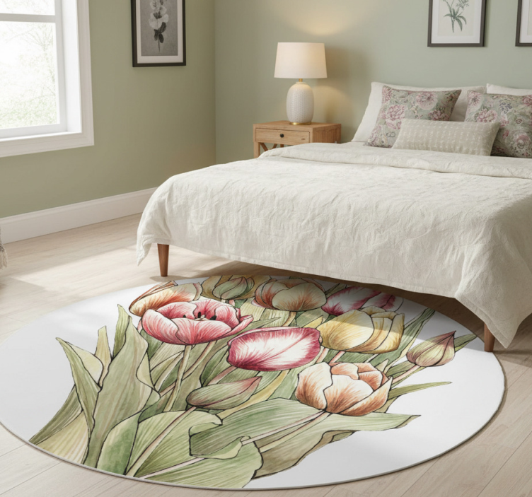 Tapete vinílico flores e plantas buquê colorido de tulipas - TenStickers