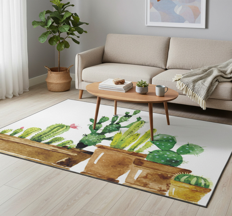 Tapete vinílico flores e plantas jardim de cactos caseiro - TenStickers