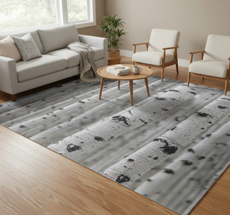 Tapete vinílico flores e plantas cena da floresta de bétulas - TenStickers