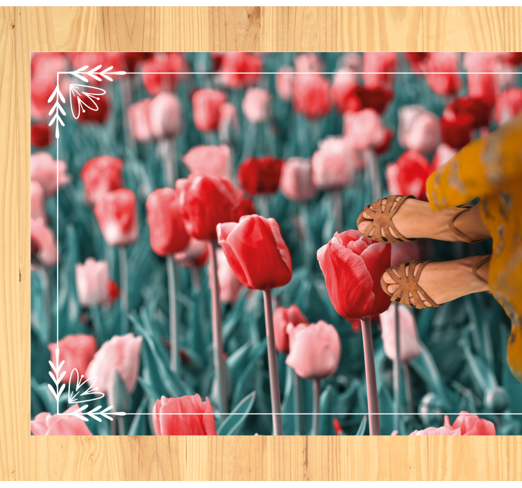 Tapete vinílico flores e plantas cena de campo de tulipas - TenStickers