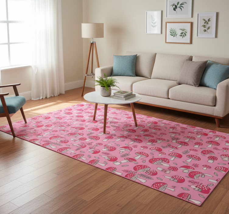 Tapete vinílico flores e plantas cogumelos rosas clássicos - TenStickers