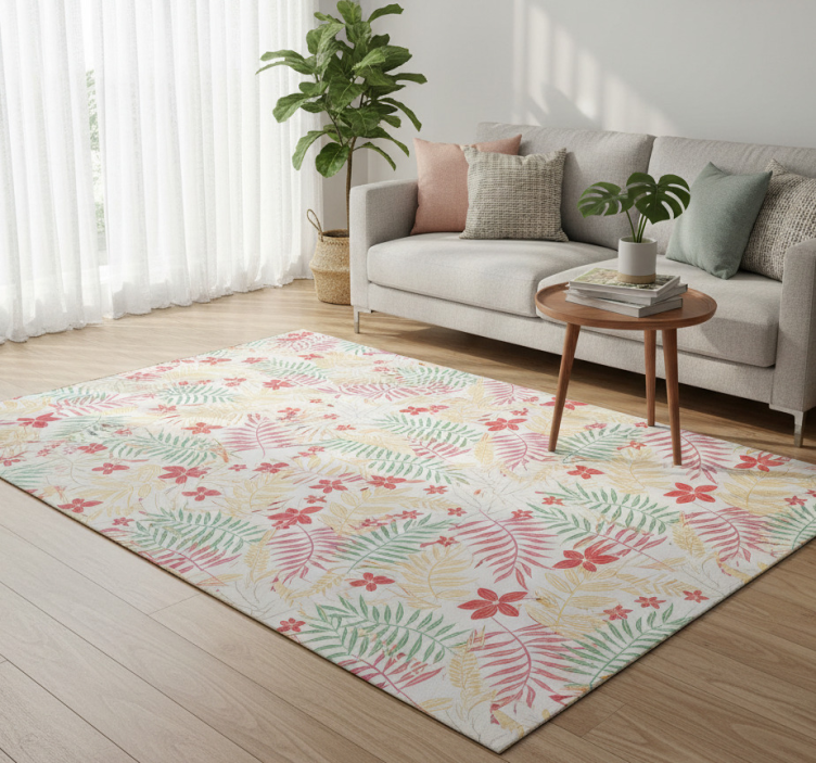 Tapete vinílico flores e plantas com design de folhas neon - TenStickers