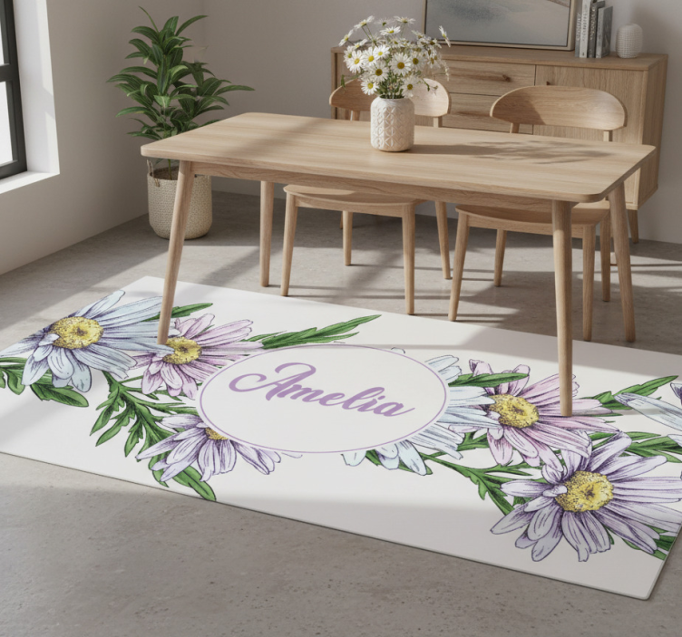 Tapete vinílico flores e plantas com design de margarida - TenStickers