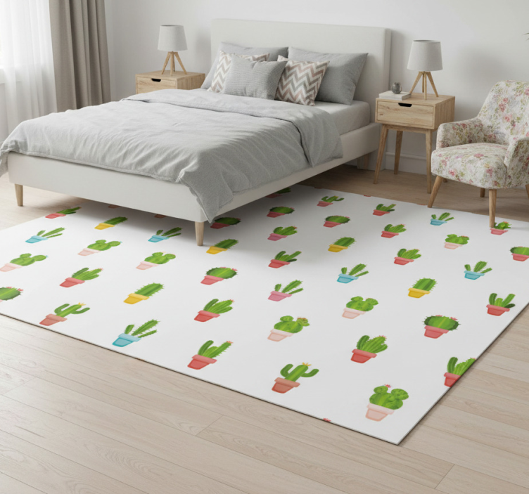 Tapete vinílico flores e plantas com estampa de cactos - TenStickers
