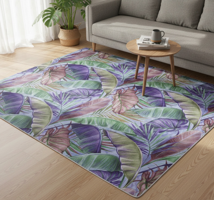 Tapete vinílico flores e plantas com folhas roxas - TenStickers