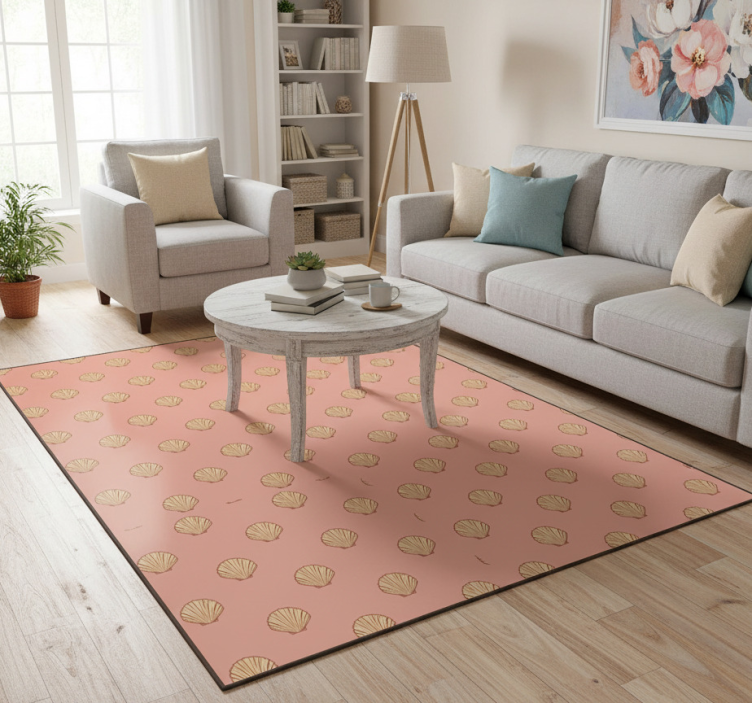 Tapete vinílico flores e plantas com padrão de conchas - TenStickers