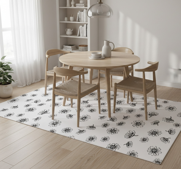Tapete vinílico flores e plantas contorno de margaridas - TenStickers