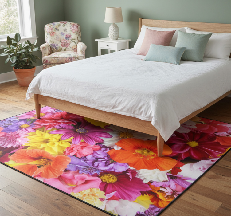 Tapete vinílico flores e plantas com muitas flores coloridas - TenStickers