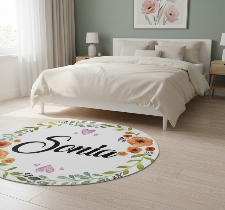 Tapete vinílico flores e plantas coroa floral personalizável - TenStickers