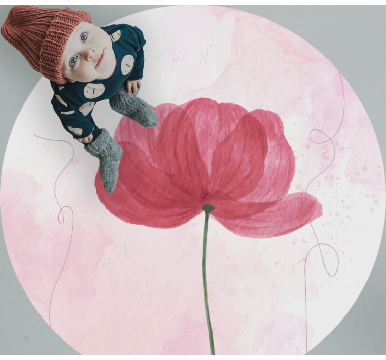 Tapete vinílico flores e plantas aquarela de papoula - TenStickers