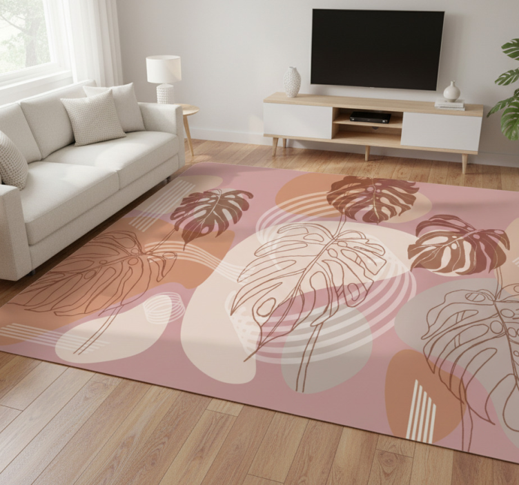 Tapete vinílico flores e plantas desenho contínuo de folhas - TenStickers