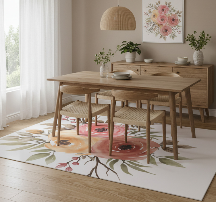 Tapete vinílico flores e plantas desenho de rosas secas - TenStickers